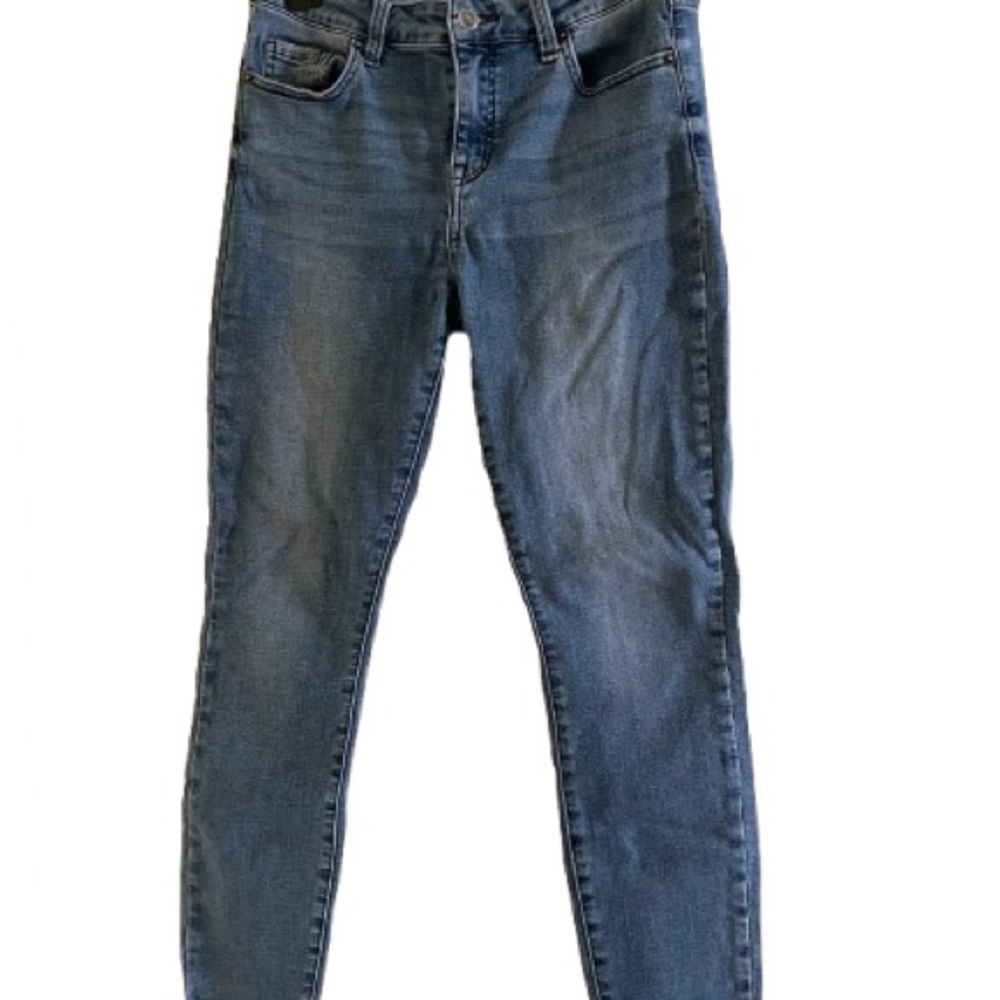 Pistola Blue Skinny Jeans with Mid-Rise Waist and Contrast Stitching